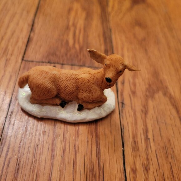 Lemax Laying Fawn Deer Figurine On Snow Base Collectible Christmas Village - Picture 1 of 6